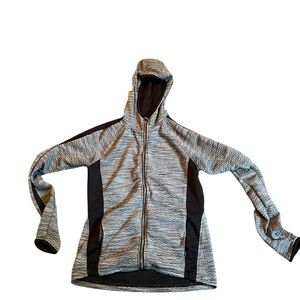 Athleta Heathered Gray and Black Zip-Up Jacket